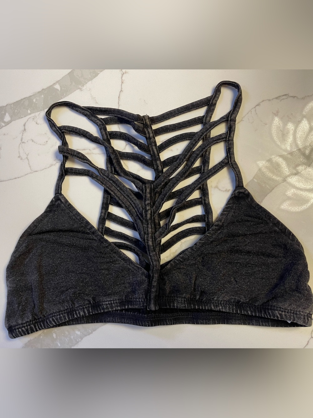 Signature8 Black Strappy Cage Back Bralette, Size S